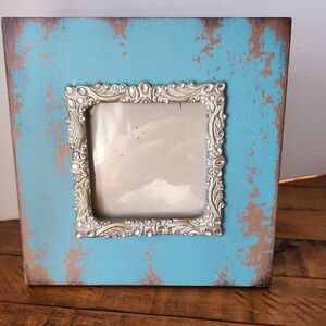 Valerie Bertinelli Distressed Teal and Silver Frame